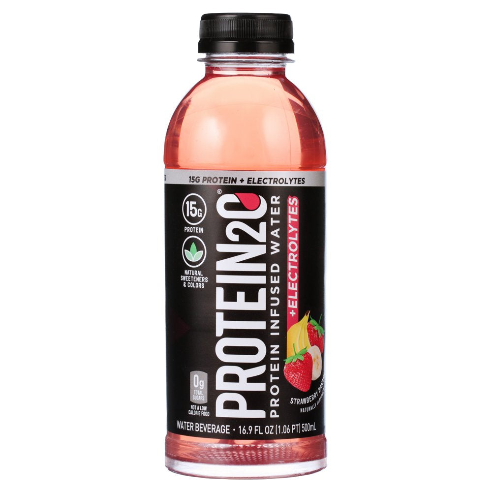 Whey Protein Infused Water plus Electrolytes, Strawberry Banana, 16.9 Fl Oz (Pack of 12) Whey Protein Infused Water plus Electrolytes, Strawberry Banana, 16.9 Fl Oz (Pack of 12)