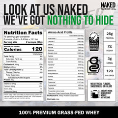 Naked WHEY 5LB 100% Grass Fed Unflavored Whey Protein Powder - US Farms, Only 1 Ingredient, Undenatured - No GMO, Soy or Gluten - No Preservatives - Promote Muscle Growth and Recovery - 76 Servings Naked WHEY 5LB 100% Grass Fed Unflavored Whey Protein Powder - US Farms, Only 1 Ingredient, Undenatured - No GMO, Soy or Gluten - No Preservatives - Promote Muscle Growth and Recovery - 76 Servings