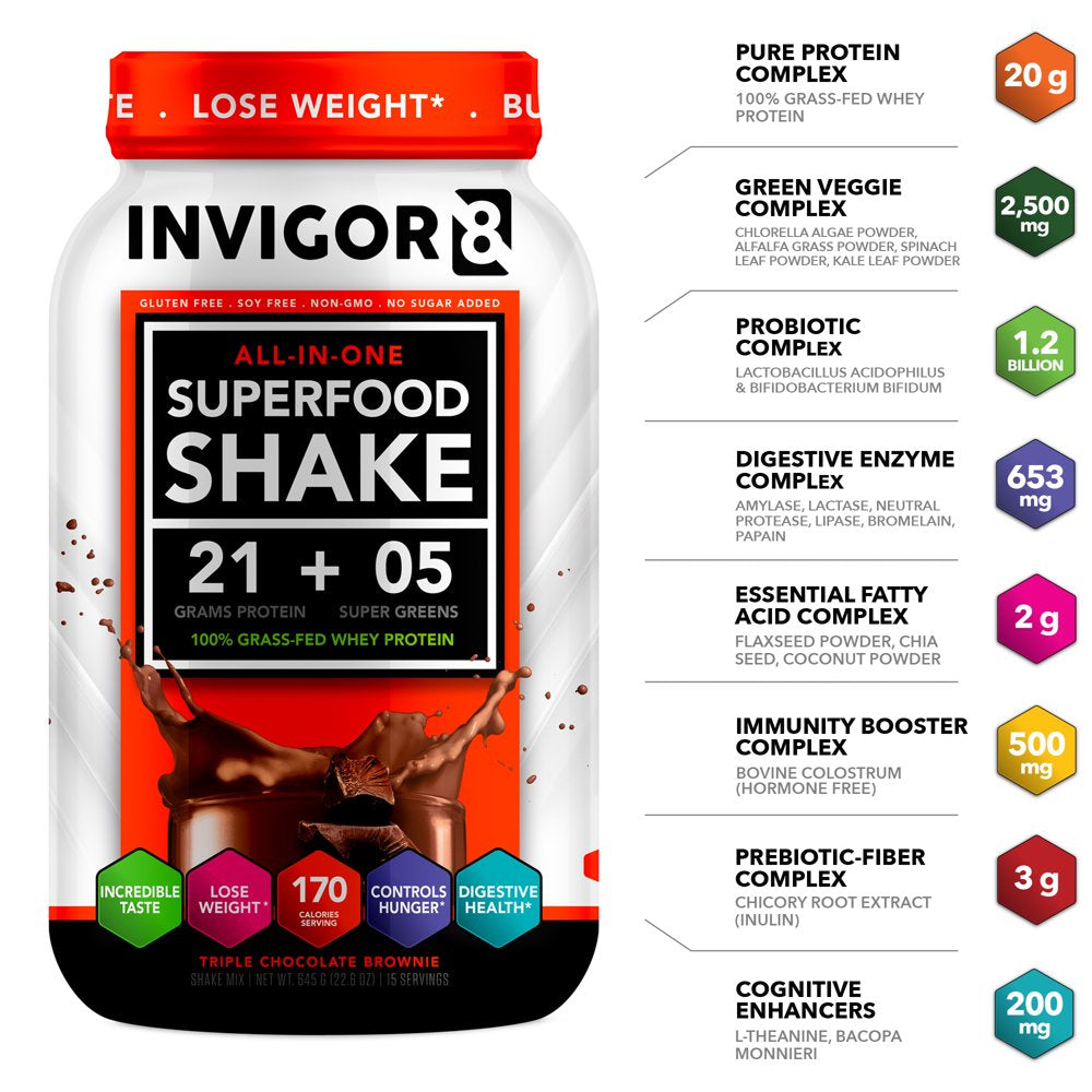 Invigor8: Nutritional Shake & Green Superfood - 100% Grass Fed-Whey Protein - Triple Chocolate Brown Invigor8: Nutritional Shake & Green Superfood - 100% Grass Fed-Whey Protein - Triple Chocolate Brown