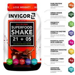 Invigor8: Nutritional Shake & Green Superfood - 100% Grass Fed-Whey Protein - Triple Chocolate Brown Invigor8: Nutritional Shake & Green Superfood - 100% Grass Fed-Whey Protein - Triple Chocolate Brown