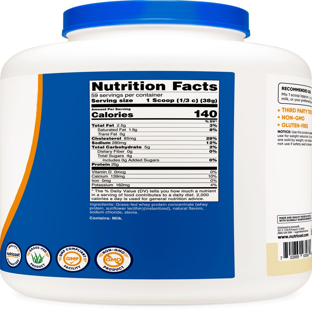 Grass-Fed Whey Protein Concentrate (Vanilla) 5LBS - Non-Gmo, Gluten Free Grass-Fed Whey Protein Concentrate (Vanilla) 5LBS - Non-Gmo, Gluten Free