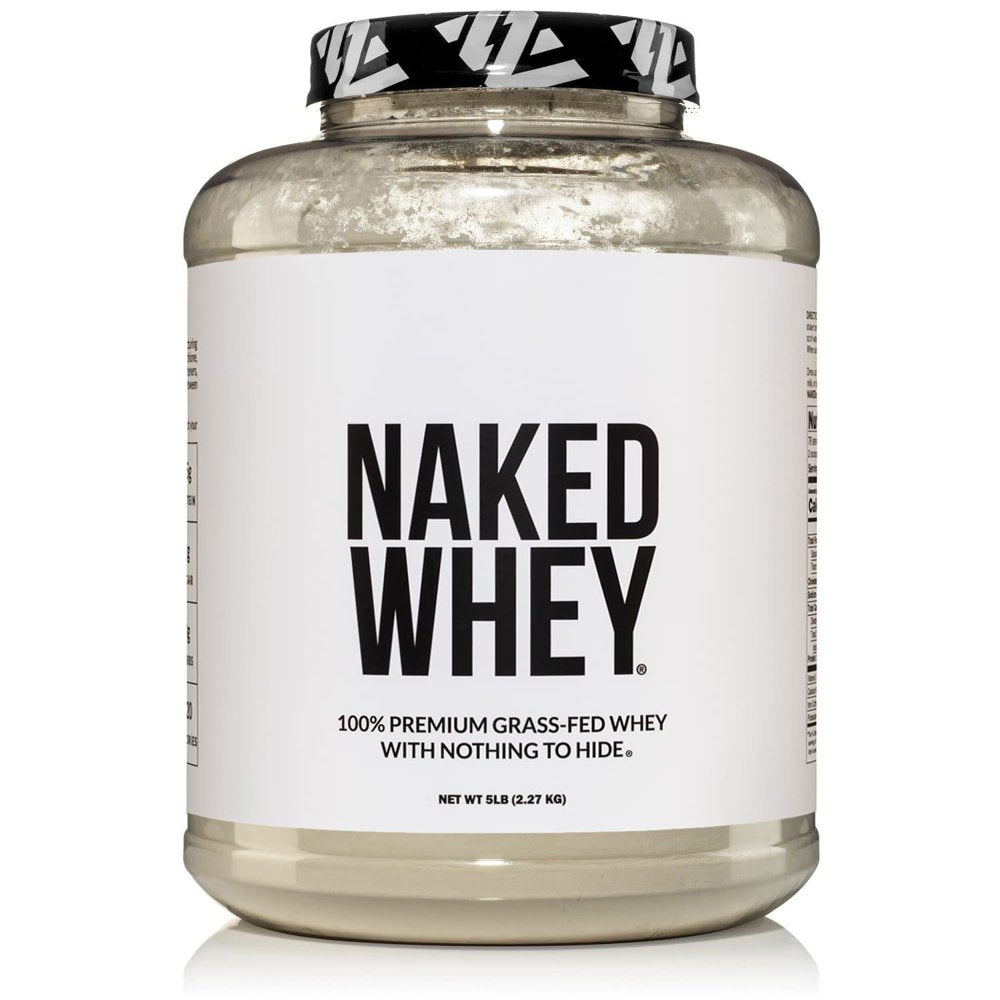 Naked WHEY 5LB 100% Grass Fed Unflavored Whey Protein Powder - US Farms, Only 1 Ingredient, Undenatured - No GMO, Soy or Gluten - No Preservatives - Promote Muscle Growth and Recovery - 76 Servings Naked WHEY 5LB 100% Grass Fed Unflavored Whey Protein Powder - US Farms, Only 1 Ingredient, Undenatured - No GMO, Soy or Gluten - No Preservatives - Promote Muscle Growth and Recovery - 76 Servings