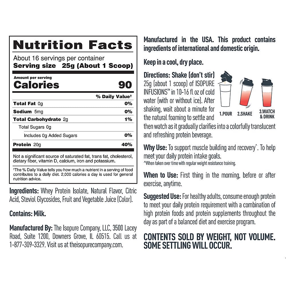 Infusions Protein Powder, Watermelon Lime, 14.1 Oz (400 G) Infusions Protein Powder, Watermelon Lime, 14.1 Oz (400 G)