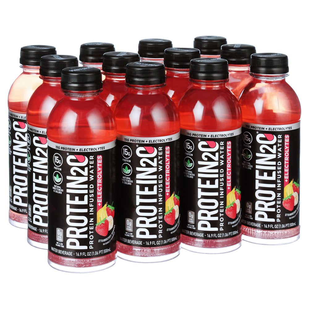 Whey Protein Infused Water plus Electrolytes, Strawberry Banana, 16.9 Fl Oz (Pack of 12) Whey Protein Infused Water plus Electrolytes, Strawberry Banana, 16.9 Fl Oz (Pack of 12)