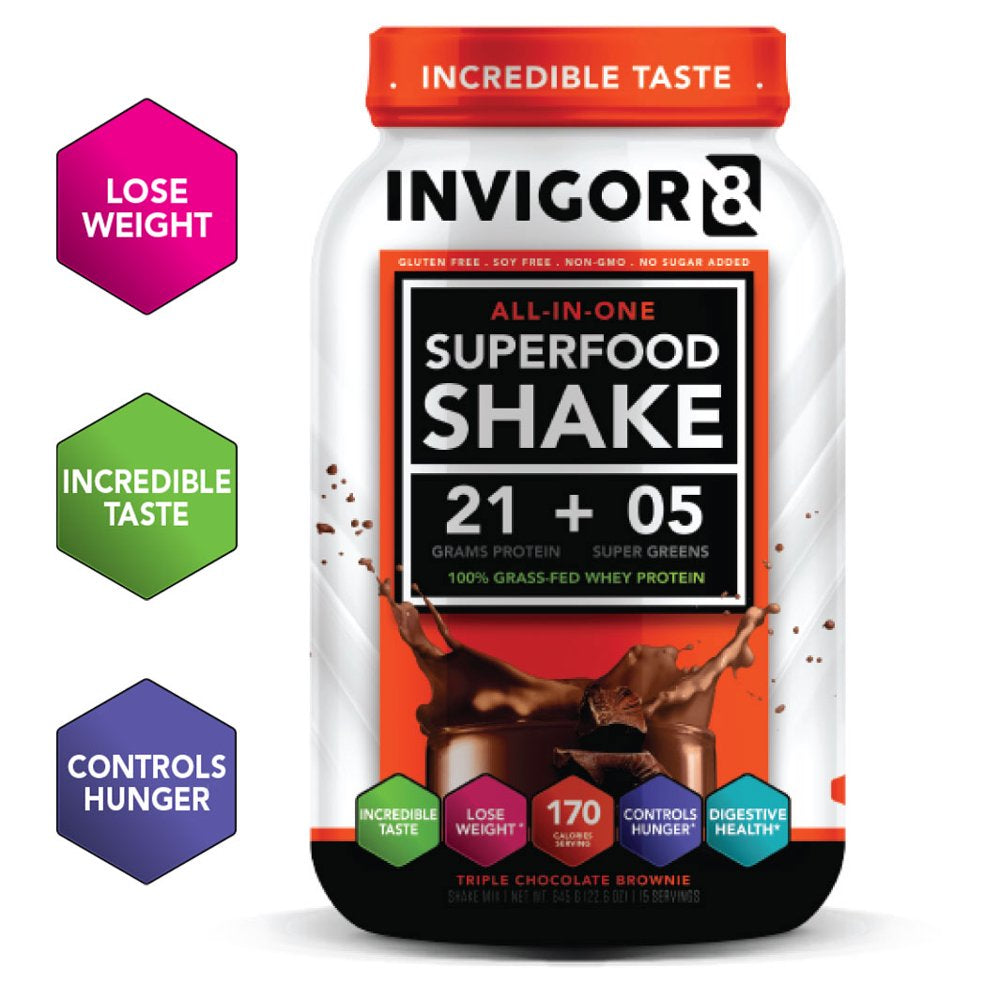 Invigor8: Nutritional Shake & Green Superfood - 100% Grass Fed-Whey Protein - Triple Chocolate Brown Invigor8: Nutritional Shake & Green Superfood - 100% Grass Fed-Whey Protein - Triple Chocolate Brown