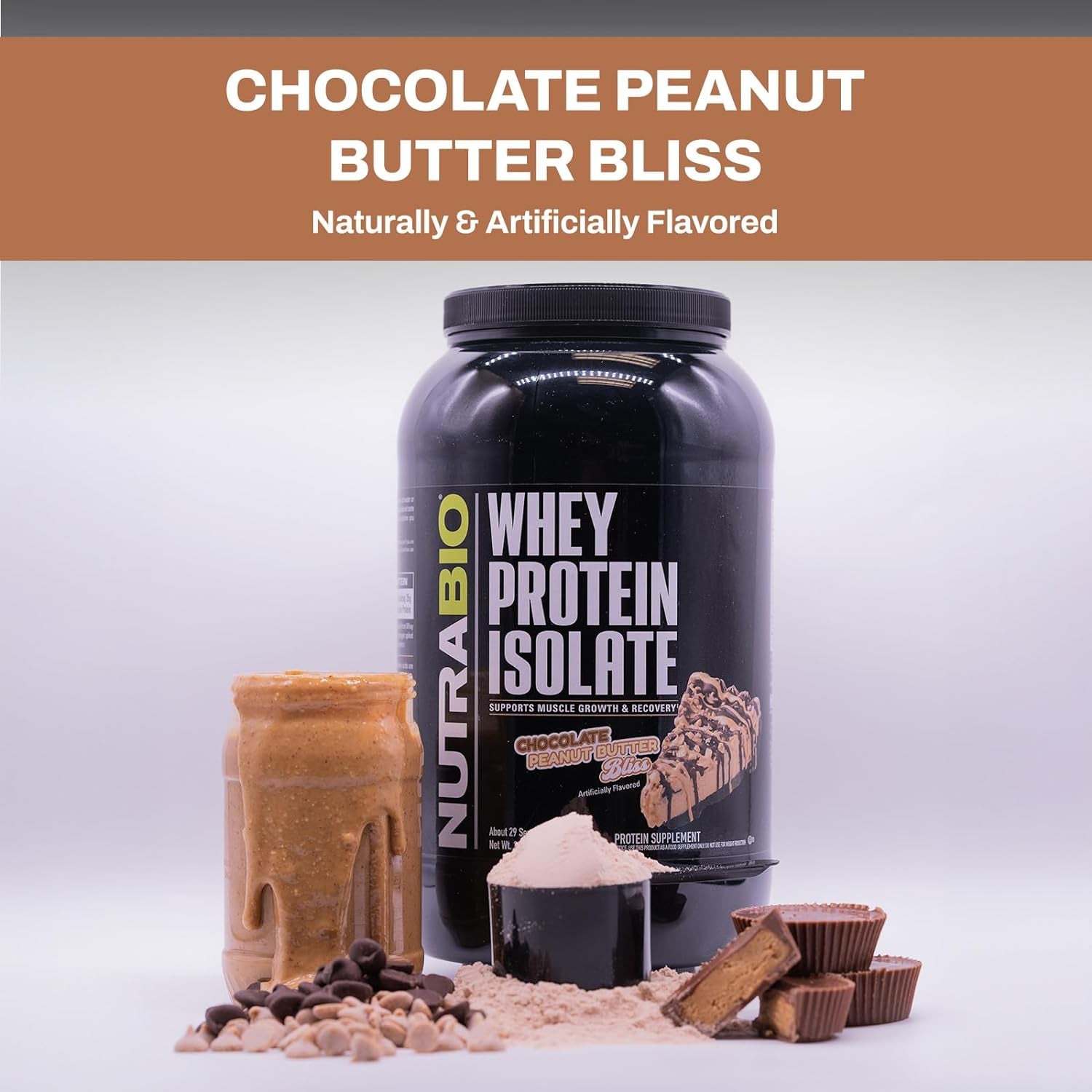 Whey Protein Isolate Supplement – 25G of Protein per Scoop with Complete Amino Acid Profile - Soy and Gluten Free Protein Powder - Zero Fillers and Non-Gmo - Chocolate Peanut Butter - 2 Lbs Whey Protein Isolate Supplement – 25G of Protein per Scoop with Complete Amino Acid Profile - Soy and Gluten Free Protein Powder - Zero Fillers and Non-Gmo - Chocolate Peanut Butter - 2 Lbs