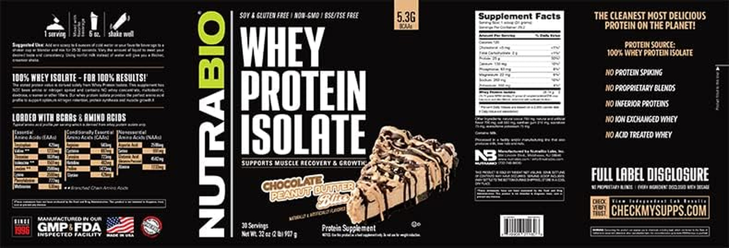 Whey Protein Isolate Supplement – 25G of Protein per Scoop with Complete Amino Acid Profile - Soy and Gluten Free Protein Powder - Zero Fillers and Non-Gmo - Chocolate Peanut Butter - 2 Lbs Whey Protein Isolate Supplement – 25G of Protein per Scoop with Complete Amino Acid Profile - Soy and Gluten Free Protein Powder - Zero Fillers and Non-Gmo - Chocolate Peanut Butter - 2 Lbs