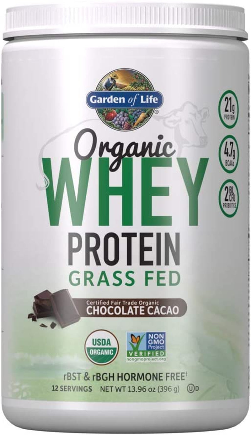 Whey Protein Powder Chocolate Cacao Flavor - 21G Certified Organic Grass Fed Protein for Women & Men + Probiotics - 12 Servings - Gluten Free, Kosher, Humane, RBST & Rbgh Hormone Free Whey Protein Powder Chocolate Cacao Flavor - 21G Certified Organic Grass Fed Protein for Women & Men + Probiotics - 12 Servings - Gluten Free, Kosher, Humane, RBST & Rbgh Hormone Free