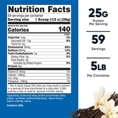 Grass-Fed Whey Protein Concentrate (Vanilla) 5LBS - Non-Gmo, Gluten Free Grass-Fed Whey Protein Concentrate (Vanilla) 5LBS - Non-Gmo, Gluten Free