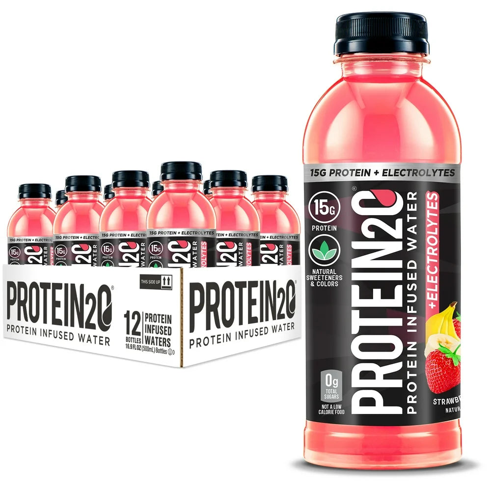 Whey Protein Infused Water plus Electrolytes, Strawberry Banana, 16.9 Fl Oz (Pack of 12) Whey Protein Infused Water plus Electrolytes, Strawberry Banana, 16.9 Fl Oz (Pack of 12)