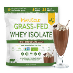 Grass-Fed Whey Isolate Protein Powder Rich Chocolate Malt 1LB - Cold Processed, Undenatured, Non-Gmo, Rbgh Free, Soy Free, Gluten Free Grass-Fed Whey Isolate Protein Powder Rich Chocolate Malt 1LB - Cold Processed, Undenatured, Non-Gmo, Rbgh Free, Soy Free, Gluten Free