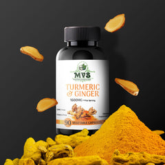 MVS (My Vitamin Store)  Turmeric Extract + Ginger 1800MG- Extra Strength & Absorption - Vegan, Non-GMO - 90 Count [30-Day Supply]