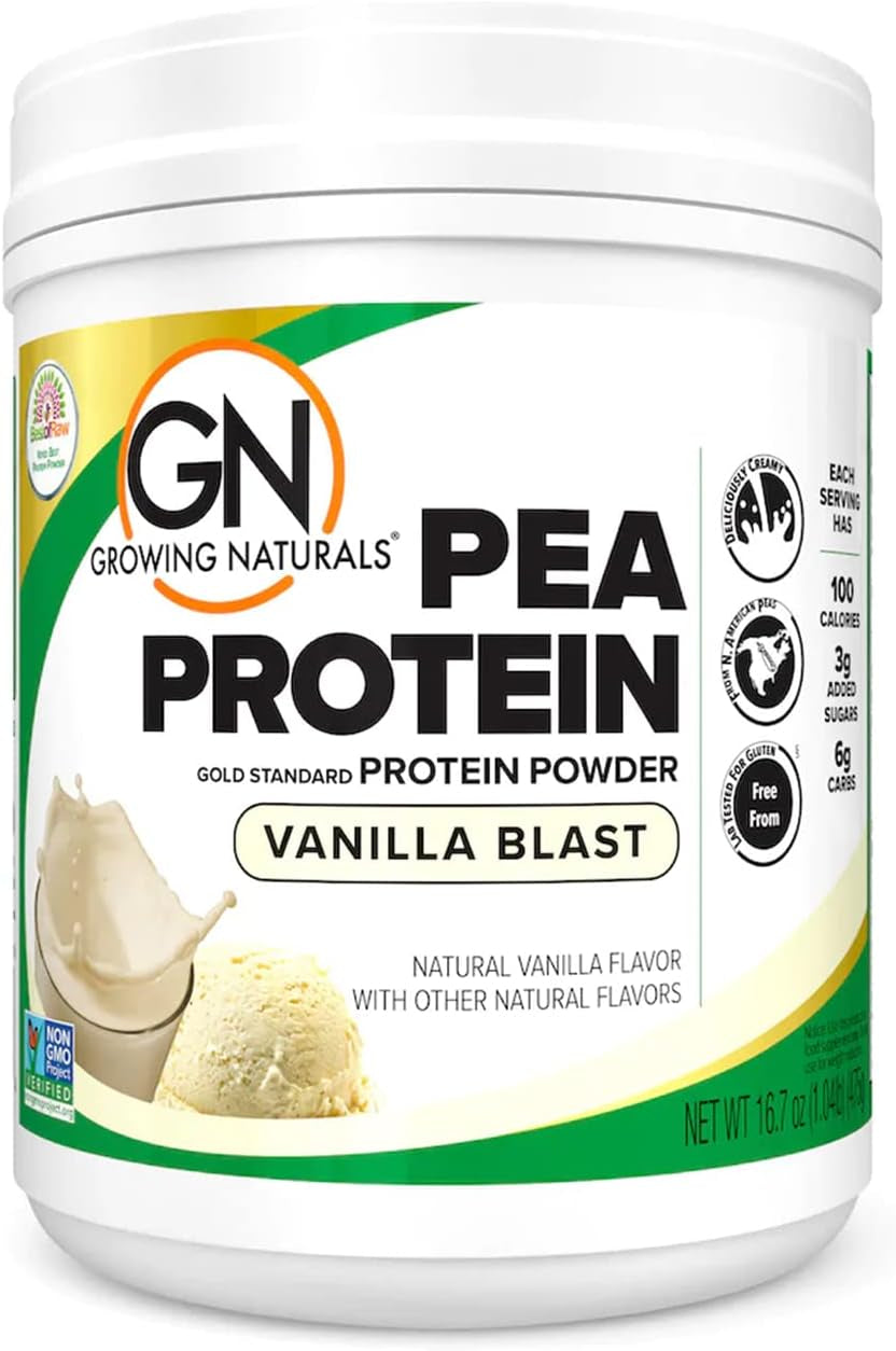 | Vanilla Raw Pea Powder 15G Plant Protein | 2.8G BCAA, Low-Carb, Low-Sugar, Non-Gmo, Vegan, Gluten-Free, Keto & Food Allergy Friendly | Vanilla Blast (16.7 Ounce (Pack of 1))