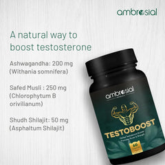 Testoboost Ultra Premium Herbal Testosterone Booster for Men | Blend of 3 Natural Herbs Testosterone Supplements for Men|60 Vegan Capsules