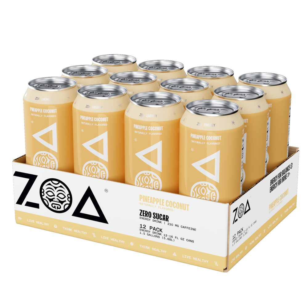Zero Sugar Energy Drink, Pineapple Coconut, 16Oz (12-Pack)
