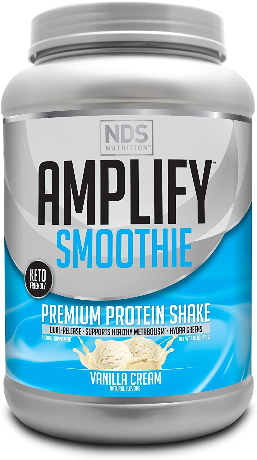 Nutrition Amplify Smoothie Premium Whey Protein Powder Shake with Added Greens and Amino Acids - Build Lean Muscle, Gain Strength, Lasting Energy, and Lose Fat - Vanilla (30 Servings)