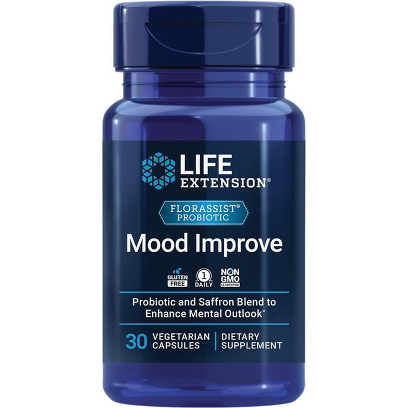 FLORASSIST® Mood Improve - Probiotic & Saffron Blend Enhances Mood & Mental Outlook - Gluten-Free, Non-Gmo - 30 Vegetarian Capsules