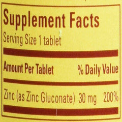 Zinc Tabs - 30 Mg - 100 Ct