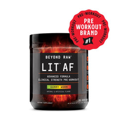 LIT AF | Advanced Formula Clinical Strength Pre-Workout Powder | Contains Caffeine, L-Citruline, and Nitrosigine | Gummy Worm | 20 Servings