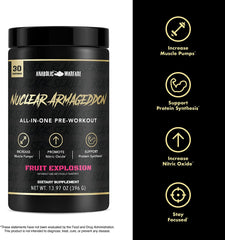 Nuclear Armageddon Pre Workout Powder Pre-Workout for Men & Women with L-Citrulline, Beta Alanine Powder and Caffeine (Fruit Explosion - 30 Servings)