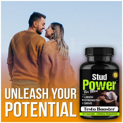 Stud Power Testosterone Booster Supplement, Natural Male Enhancing Pills, Energy, Stamina & Libido Support 60 Capsules