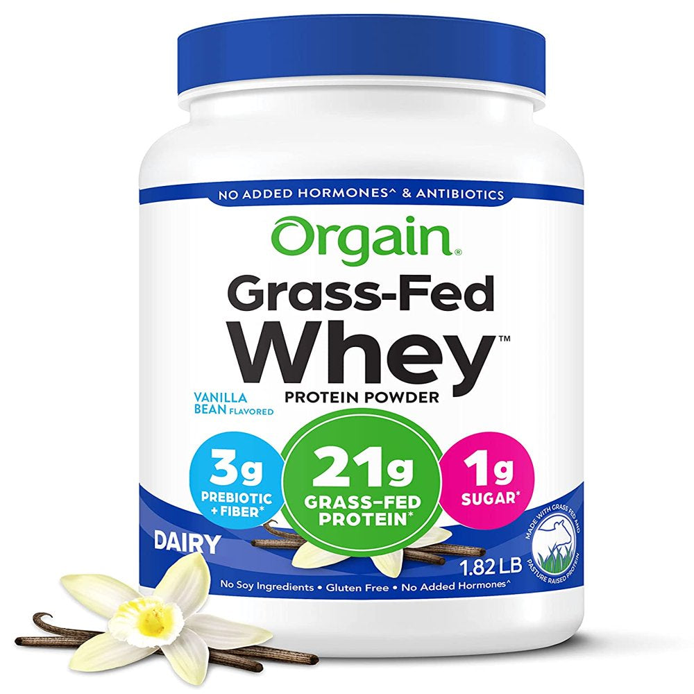 Grass Fed Whey Protein Powder, Vanilla Bean, 21G Protein, Non-Gmo, 1.82Lb