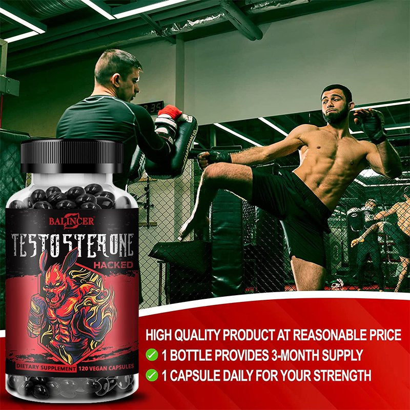 Testosterone Booster for Men 1500Mg 12In1 with Goat Grass, Zn.C, Vitamind, Ginseng, Tribulus Terrestris, Ashwagandha, Tongkat Ali & More - Performance, Energy Booster, Memory Support-120Capsules