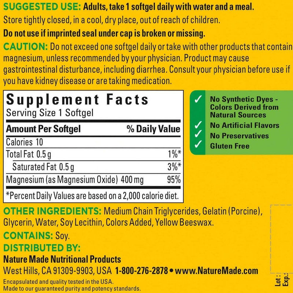 Extra-Strength Magnesium 400 Mg - 180 Softgels