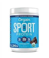 Chocolate Sport Plant-Based Protein Powder, Made with Organic Turmeric, Ginger, Beets, Chia Seeds, Cherry, Brown Rice and Fiber, Vegan, No Gluten, Soy or Dairy, Non GMO - 1.26 Lbs