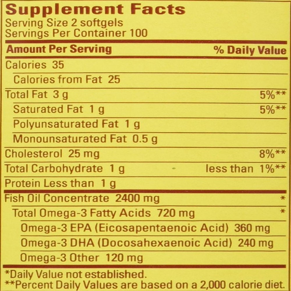 Fish Oil 1200 Mg 200 Liquid Softgels - 2 Pack