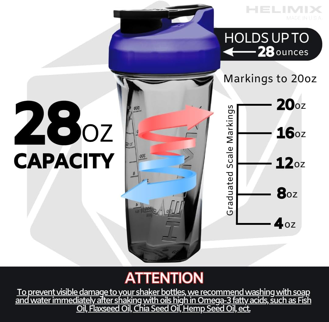 2.0 Vortex Blender Shaker Bottle Holds Upto 28Oz | No Blending Ball or Whisk | USA Made | Portable Pre Workout Whey Protein Drink Shaker Cup | Mixes Cocktails Smoothies Shakes | Top Rack Safe