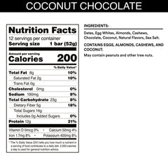 Coconut Chocolate Chewy Protein Bars, Gluten-Free, Ready-To-Eat, 22 Oz, 12 Count