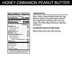 A.M. Honey Cinnamon Peanut Butter Chewy Protein Bars, Gluten-Free, Ready-To-Eat, 7.7 Oz, 4 Count