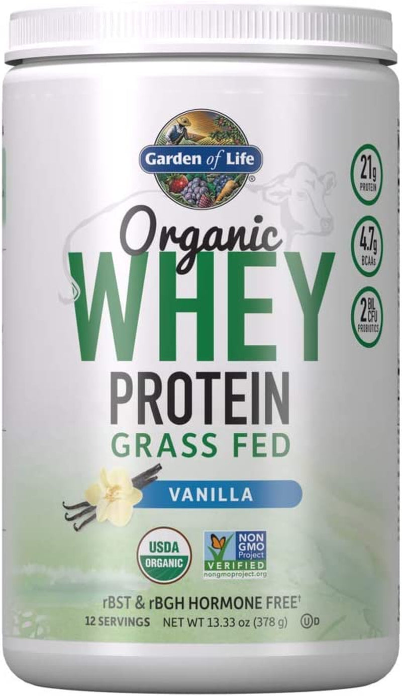 Grass Fed Whey Protein Powder Vanilla - 21G Protein for Women & Men + Probiotics - 12 Servings - Gluten Free, Non GMO, Kosher, Humane, RBST & Rbgh Hormone Free