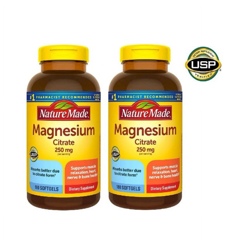 Magnesium Citrate 250 Mg., 180 Softgels 2PK