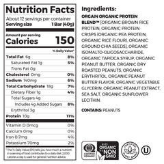 Organic Plant Based Protein Snack Bars, Peanut Butter, 16.9Oz, 12Ct