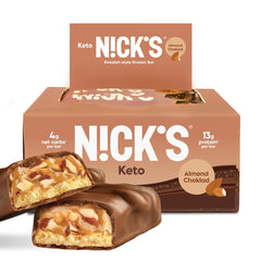 Nick'S Protein Bars Almond Chocolate | 13G Protein | 190 Calories | Low Carb Keto Friendly Snacks No Added Sugar (Multipack 12 Bars X 50G)