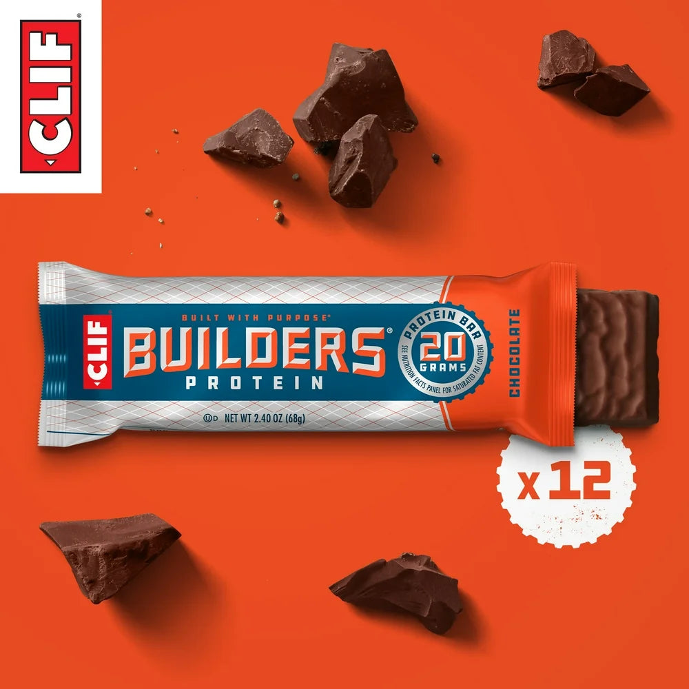 CLIF Builders - Chocolate Flavor - Protein Bars - Gluten-Free - Non-Gmo - Low Glycemic - 20G Protein - 2.4 Oz. (12 Count)