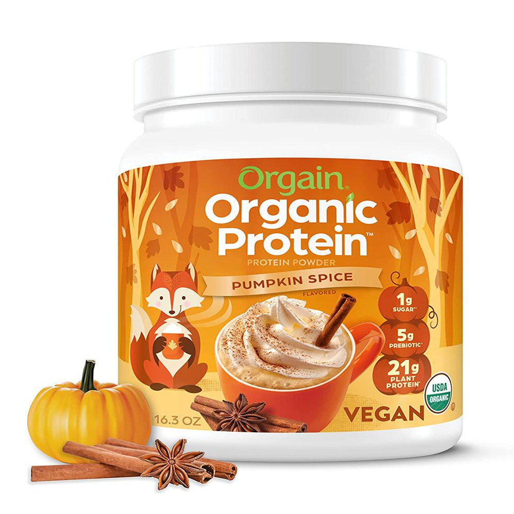 Organic Vegan 21G Protein Powder, Plant Based, Pumpkin Spice 1.02Lb