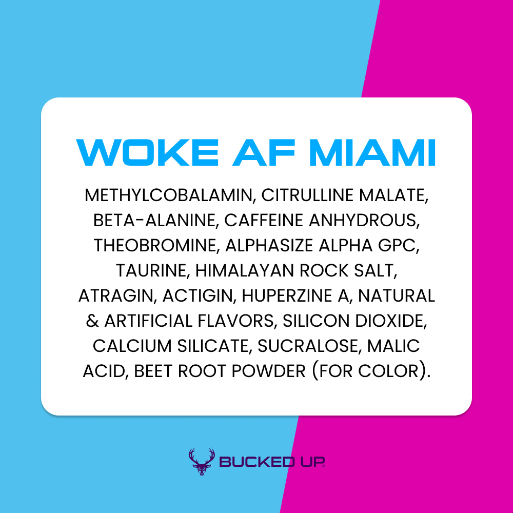 Woke AF Pre-Workout Powder, Increased Energy, Miami, 333Mg Caffeine, 20 Servings