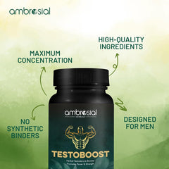 Testoboost Ultra Premium Herbal Testosterone Booster for Men | Blend of 3 Natural Herbs Testosterone Supplements for Men|60 Vegan Capsules